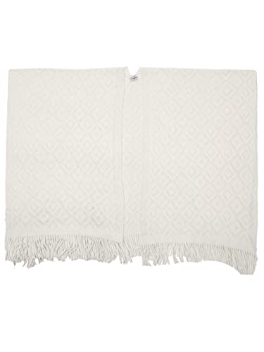 Soul Young Knit Shawl Wrap for Women Ladies Fringe Poncho Blanket Cardigan Cape - color: Z Rhombus Cream White