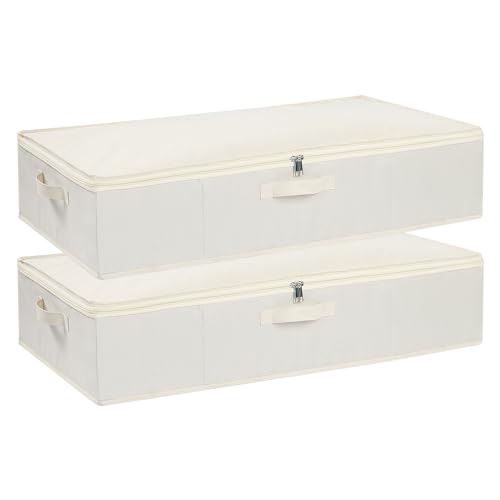 Under Bed Storage Containers, Storage Bins With Lids, Clothes Organizers for Blanket, Pillows, Shoes, Beige, 2 Pack, 23.6 x 11.8 x 5.9 Inch - color: Beige, size: 23.6x11.8x5.9in(2-Pack)