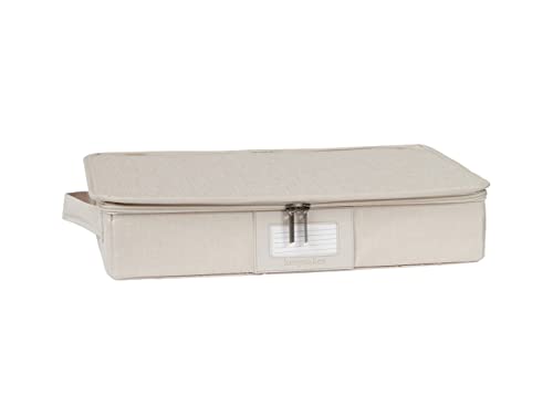 Covermates Keepsakes Zip-Top Storage Box Set, 3 Pack Heavy Duty Polyester Organizer Bins, Stackable Design, ID Window, Reinforced Handles, Closet Home Storage, Beige Heather - color: Beige Heather, size: 15W x 11D x 3H