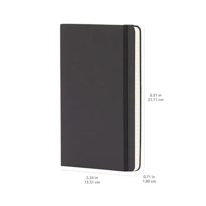 Amazon Basics Classic Lined Writing Notebook for Note Taking and Journaling, Hardcover with Elastic Closure, 240 Pages, 5" x 8.25", Black - size: 1 Pack, style: Ruled