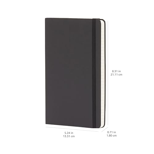 Amazon Basics Classic Lined Writing Notebook for Note Taking and Journaling, Hardcover with Elastic Closure, 240 Pages, 5" x 8.25", Black (Pack of 2) - size: 2 Pack, style: Ruled