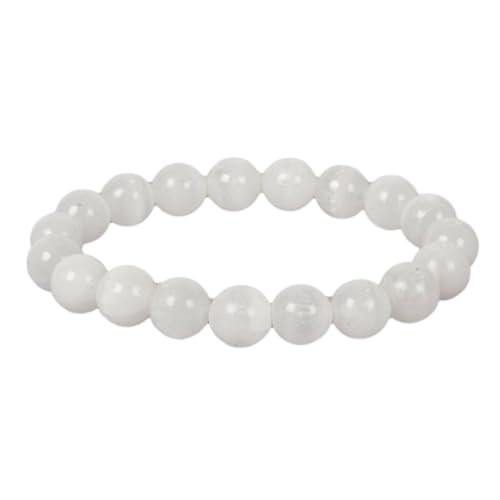 Justinstones Gemstone Crystals Chakra Beads Bracelet Crystal Healing 10mm Round Stretchable Bracelet for Her Gift - color: Cat Eye White Selenite