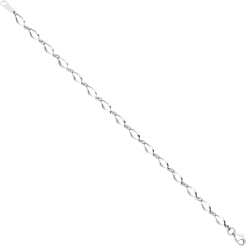 14K White Gold 5mm Thick Link Chain Bracelet 7.25 inch, Polished, Twisted for her IceCarats