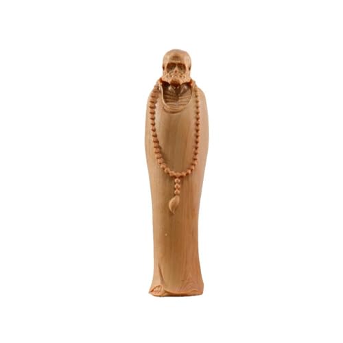 Carved Wooden Carving Zen Dharma Small Statue Handmade Wood Sculpture Decor Vintage Decoration Ornament for Living Room Bedroom Office Home Feng Shui Gifts Sculptural