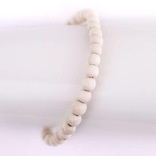 Wood Bead Bracelet - color: White, size: Small Beads