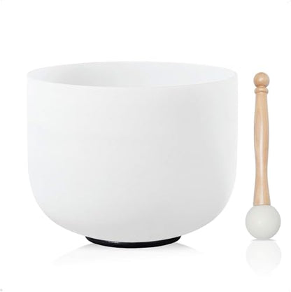 CVNC 432HZ 12 Inch C Note Root Chakra Frosted Quartz Crystal Singing Bowl Meditation Therapy Sound Healing Instrument Sound Bath Bowl with Mallet and O-ring - size: 12 inch C