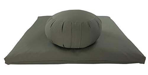 Buckwheat Zafu and Zabuton Meditation Cushion Set (2pc) - color: Olive