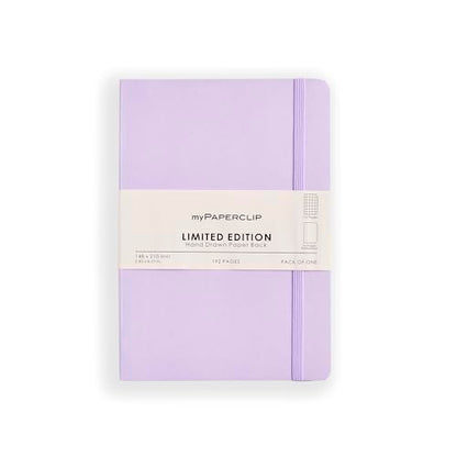 myPAPERCLIP Limited Edition A5 Checks/Square Grid Notebook | 192 Pages, 100 GSM, Soft Cover, A5 (5.83 × 8.27 in) | Flat Lay | Bookmark & Elastic Closure | Lilac - color: Lilac, style: Checks