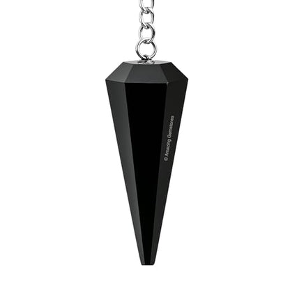 Amazing Gemstone Black Agate Crystal Pendulum for Divination - Certified Dowsing Crystals and Healing Stones for Chakra Balancing and Meditation - Enhance Reiki Spiritual Growth - color: Black Agate New