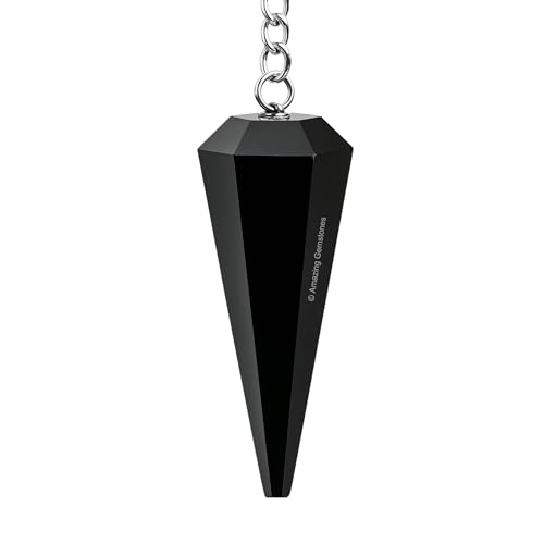 Amazing Gemstone Black Agate Crystal Pendulum for Divination - Certified Dowsing Crystals and Healing Stones for Chakra Balancing and Meditation - Enhance Reiki Spiritual Growth - color: Black Agate New