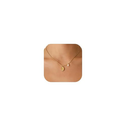 Worry Stone Necklace For Women Gold Silver Thumb Pearl Pendant Fidget Anxiety Relief Statement Jewelry Dainty Simple Meditation Relaxation Stress Relief Gifts - color: A1:gold