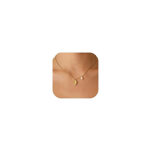 Worry Stone Necklace For Women Gold Silver Thumb Pearl Pendant Fidget Anxiety Relief Statement Jewelry Dainty Simple Meditation Relaxation Stress Relief Gifts - color: A1:gold