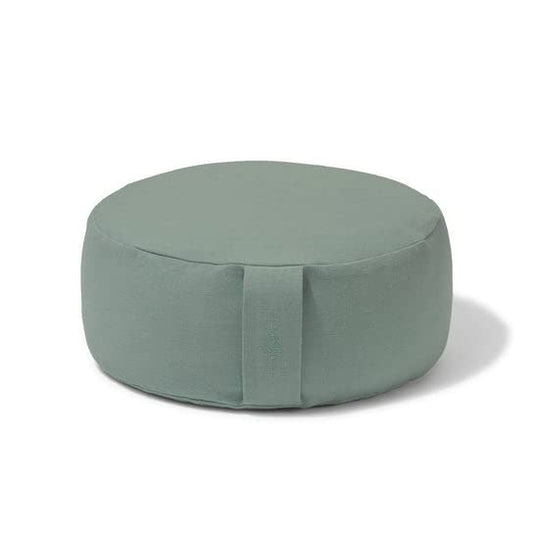 Organic Round Meditation Cushion by renoo - Durable Comfortable Cotton, Linen, Hemp - Modern Zafu - Buckwheat Floor Pillow Yoga Bolster in 15 Colors Removable Cover - 15 inches - Seafoam - color: Seafoam