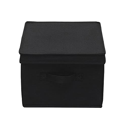 Household Essentials Large Fabric Storage Box With Lid Box, Black, Set of 2 - color: Black
