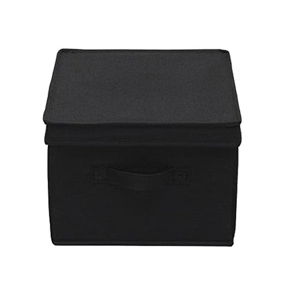 Household Essentials Large Fabric Storage Box With Lid Box, Black, Set of 2 - color: Black