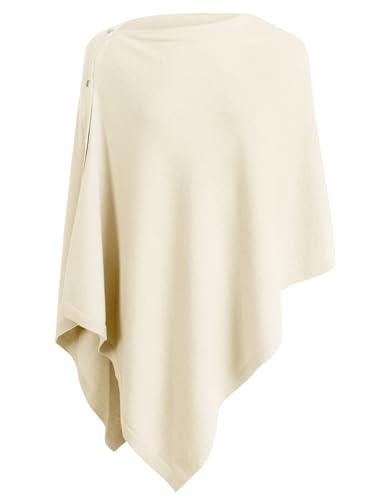 PULI Women's Versatile Knitted Shawls Scarf Poncho Sweater with Buttons Lightweight Spring Summer Fall Wraps - color: A-ivory
