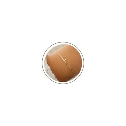 Turandoss Gold Initial Bracelets for Women Girls Jewelry Gifts Trendy - Dainty 18k Gold Plated Letter Initial Bracelet Tiny Letter A-Z Bracelets Personalized Bracelets Gifts for Women Girls Gifts - color: 18K-Gold-Plated, style: L