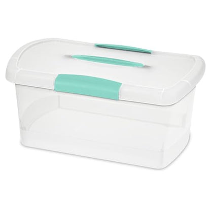 Sterilite Medium Nesting ShowOffs, Stackable Small Storage Bin with Latching Lid and Handle, Plastic Container to Organize Home, Clear, 30-Pack - size: Medium, style: 30-Pack