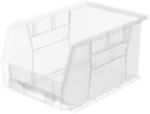 Akro-Mils 30237 AkroBins Plastic Storage Bins, Space-Saving Stackable Bins for Garage, Pantry, Craft Organization, 9" x 6" x 5", Clear, 12-Pack - color: Clear