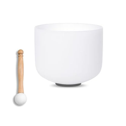 8 inch White G Note Throat Chakra Quartz Crystal Singing Bowl, for Healing Mindfulness Meditation Yoga Sound Baths, with Rubber Mallet O-ring - color: White G Note Throat Chakra, size: 8 inch