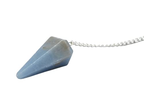 Amazing Gemstone Angelite Crystal Pendulum for Divination - Certified Dowsing Crystals and Healing Stones for Chakra Balancing and Meditation - Enhance Reiki Spiritual Growth - color: Angelite