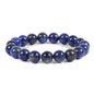 Justinstones Gem Semi Precious Gemstone 10mm Round Beads Stretch Bracelet 7 Inch Unisex - color: Natural Lapis