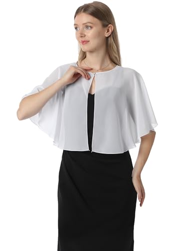 Chiffon Capelet Soft capes Shawls and Wraps for Evening Dress Wedding Cape 1920s shawl accessories for women - color: Ivory