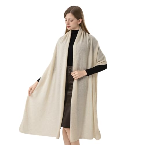 Cashmere Wrap Soft Knitted Scarf Stole for Women Airplane Travel Blanket Shawl 87x28 IN Extra Large Pashmina - color: Beige