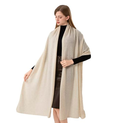 Cashmere Wrap Soft Knitted Scarf Stole for Women Airplane Travel Blanket Shawl 87x28 IN Extra Large Pashmina - color: Beige