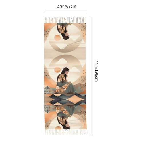 Meditation Scarf for Women Winter Warm Scarves, Cashmere Feel Tassel Fashion Scarfs, Pashmina Shawl and Wraps