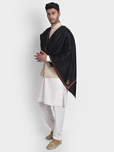 Zamour Large Kashmiri Scarf Shawl Prayer Wrap for Men, Original Kingri Sozni Embroidery