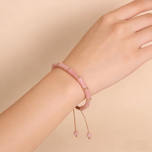 7 Chakra Bracelet Bohemian Handmade Leather Wrap Healing Protection Natural Stone Yoga Beaded Bracelets Boho Friendship Jewelry - color: Pink