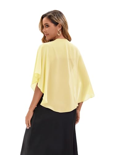 Baoqiya Chiffon Shawl Evening Scarf Shawls and Wraps for Women Wedding Party Bridal Scarves Cover Ups - color: Yellow