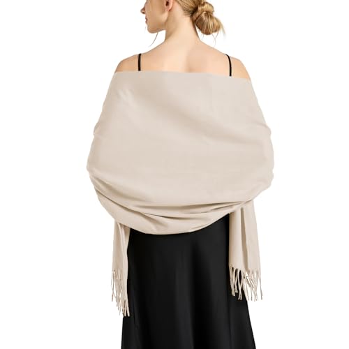 Ciormis Pashmina Scarf for Women, Soft Pashminas Shawls and Wraps for Evening Dresses, Wedding Bride Bridesmaid Shawls Scarf - color: Light Khaki