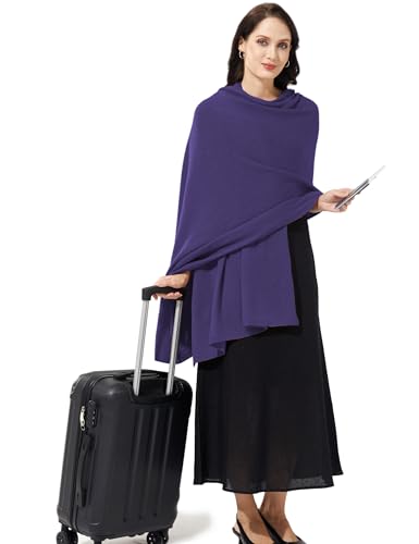 Soft Cashmere Blend Wrap Chic Scarf Stole for Women Wayfarer Travel Extra Large 87"x28" - color: Dark Purple