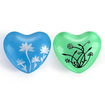 Botanical Breeze Heart Chimes, 2 Pack Stainless Steel Heart Bells with Hand-Painted Designs, Portable Soothing Hand Chimes for Meditation, Yoga & Sound Healing, Idea