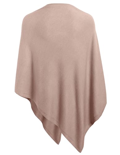 PULI Women's Versatile Knitted Shawls Scarf Poncho Sweater with Buttons Lightweight Spring Summer Fall Wraps - color: A-tan