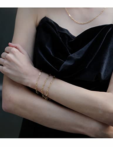 925 Sterling Silver Paperclip Chain Bracelet 3/4/5mm Silver Bracelet for Women Men Silver Bracelet 6.5-9 Inches - color: Gold 3mm, size: 6.5