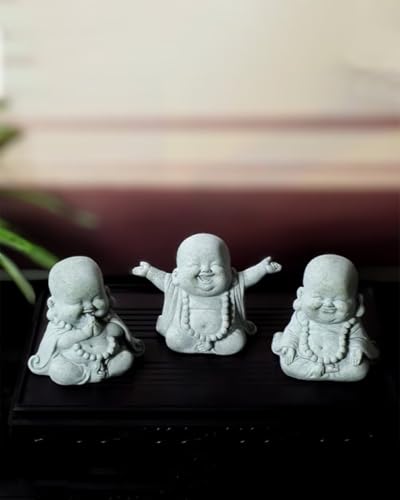 Mini Monk Buddha Statue Sandstone Statues Zen Monk Praying Statue Sculptures for Wealth Good Luck Feng Shui Decor Home Fish Tank Aquarium Garden (Style 17) - style: Style 17
