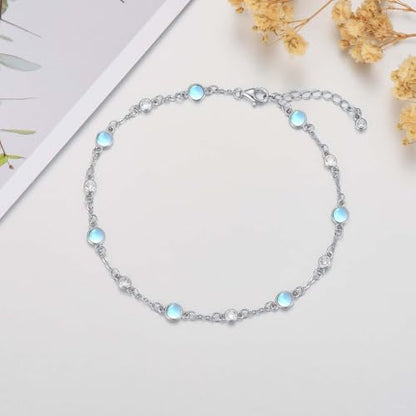 Anklet Bracelet for Women 925 Sterling Silver Natural Stone Chain Ankle Bracelet Beach Summer Fine Jewelry Birthday Mothers Day Gifts for Women Her Mom