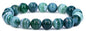 Amandastone Natural Gemstone 10mm Round Beads Stretch Bracelet 7 Inch - color: Green Striped Agate