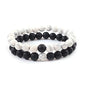 2Pcs Matte Lava Rock Volcanic Stone Beads Stretch Bracelet Stacking Frosted Gemstone Turquoise Seed Bracelet for Men Women Couple Stress Relief Aromatherapy Jewelry Gift - color: A matte