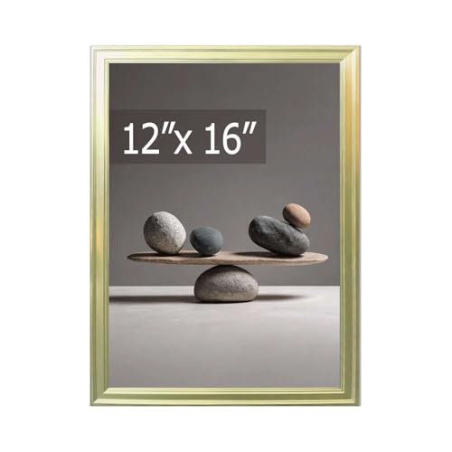 Framed Zen Balancing Stones Poster Canvas Print Art Minimalist Aesthetic Contemporary Wall Art Painting Pictures Wall Decor Elegant Home Decor for Living Room Bedroom Office Decoration Art Print (Golden frame,12"LX16"W)