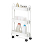 SunnyPoint Slim Rolling Storage Cart, 3 Tier Bathroom Storage Organizer Bathroom, Laundry Utility Cart (White) - color: White