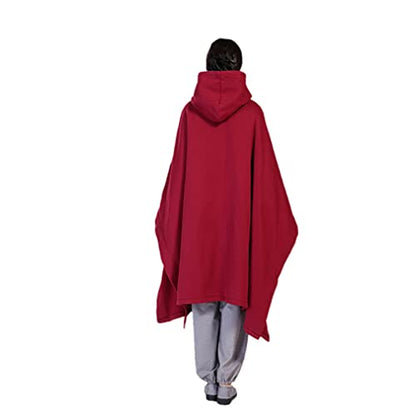 QIEZI Unisex Meditation Hooded Sit-in Cloak - color: Maroon, size: XX-Large