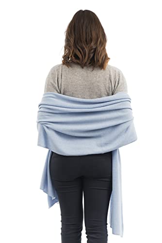 Dalle Piane Cashmere Womens Wool Cashmere Blend Stole Soft Italian Shawl Wrap for Wedding Evening Gift Made in Italy - color: Sky