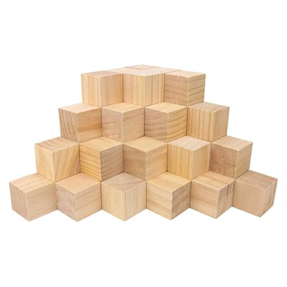 52 PCS Premium 2 Inch Wooden Cubes, Natural Pine Wood Cubes for Crafts, Wood Blocks Ready for Artistic DIY Projects-Unleash Creativity with Blank Wood Blocks - size: 52 PCS 2 Inch