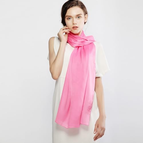 RIIQIICHY Women Shawls and Wraps for Evening Dresses Like Chiffon Silk Scarf Formal Silky Pashmina Shawls for Weddings - color: Pink