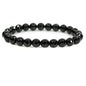 Amandastone Natural Gemstone 8mm Round Beads Stretch Bracelet 7 Inch - color: Faceted Black Agate