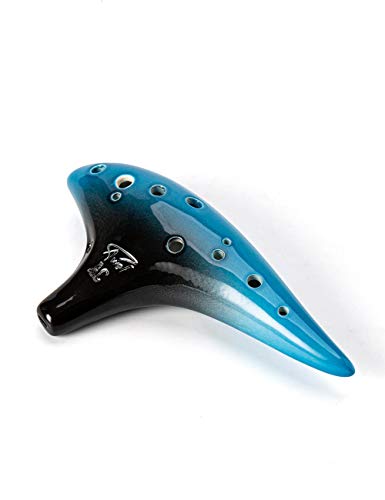 “Ocean Notes” 12 Hole Sweet Potato Ocarina Graceful Shape Pottery Ocarina in Alto C - style: Night Blue